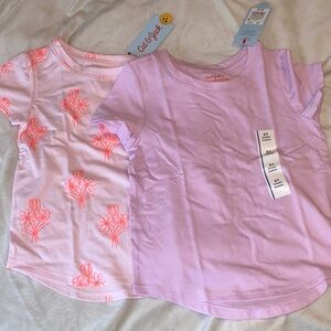 Cat & Jack Pink Floral and Lavender Short Sleeve Tees